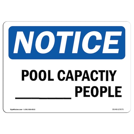 OSHA Notice Sign, Pool Capacity ____ People, 14in X 10in Decal